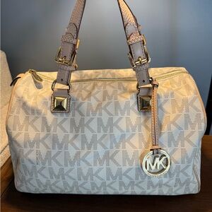 Michael Kors Cream Monogram Satchel